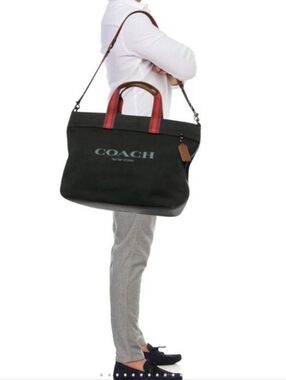 Coach Tote 38 in Olive Green Canvas and Leather